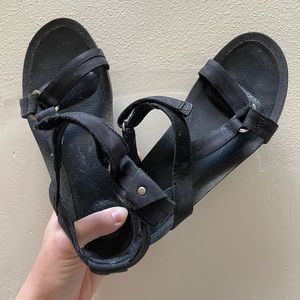 Black Leather Teva Sandals